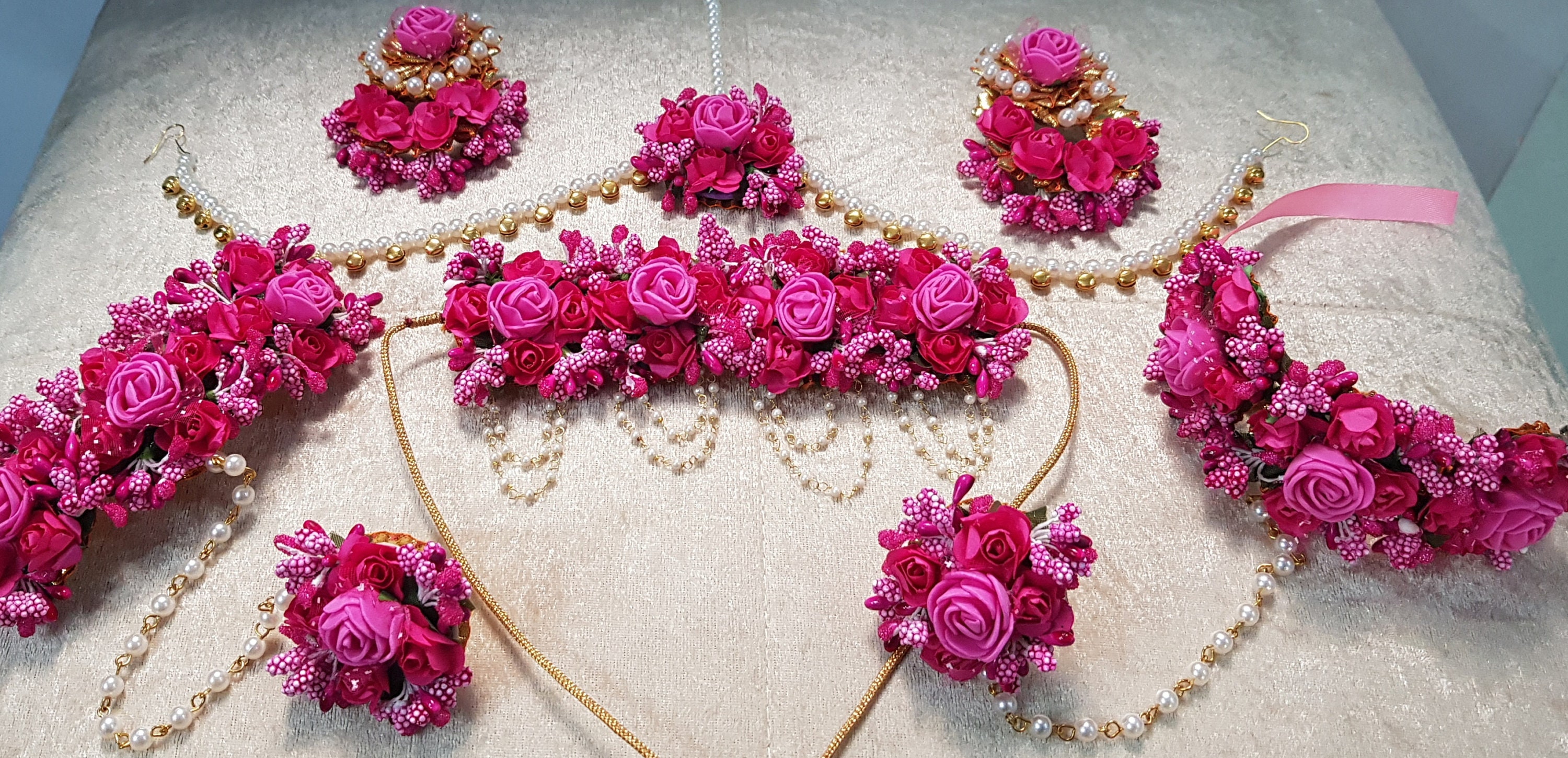 Pink flower jewellery set Clearance