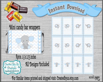 Download instantâneo bebê elefante adesivo de barra de chocolate menino elefante decoração de chá de bebê embalagem de barra de chocolate envoltório de barra de chocolate download digital diy