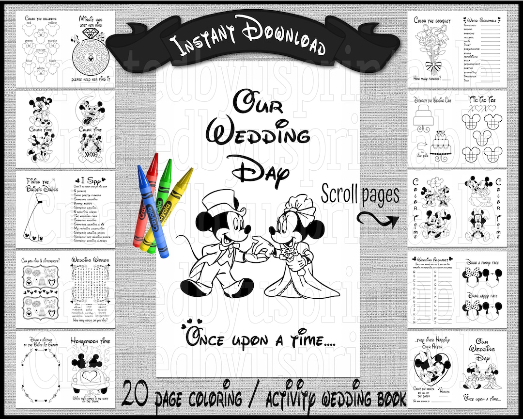 Mickey and Minnie Wedding Coloring Book Children's Activity Book 20