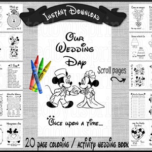 Mickey and Minnie Wedding Coloring Book Children's Activity Book 20 Pages Wedding Table Activities Kids Reception coloring book Favors