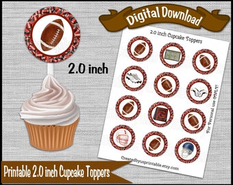 Calcio cupcake topper Football Birthday Party 2.0 pollici cupcake picks Sport Baby shower torta topperDigital Fai da te stampabile DOWNLOAD ISTANTANEO