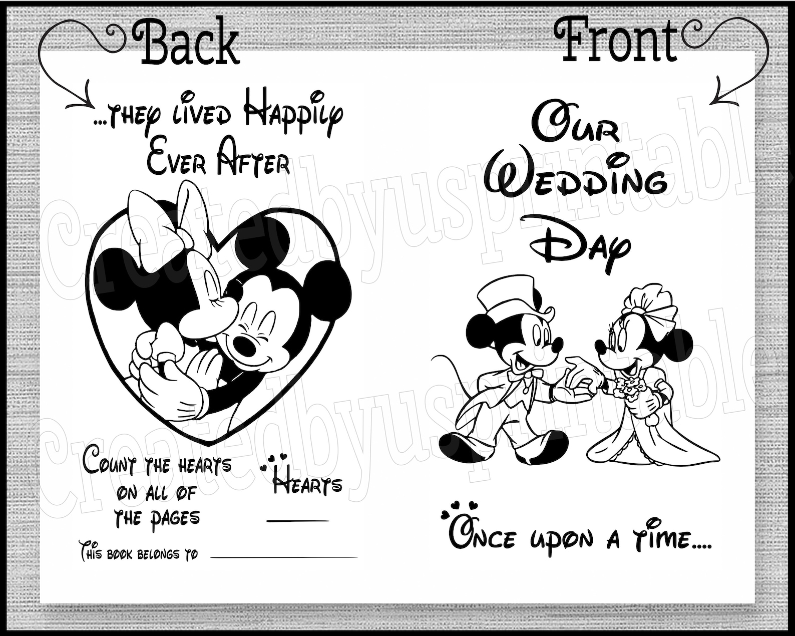 Mickey and Minnie Wedding Coloring Book Children's Etsy