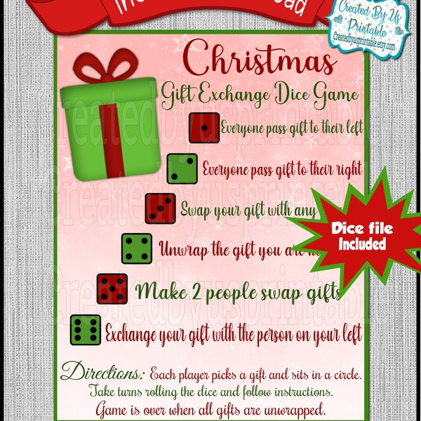 Gift Exchange Dice Game Christmas Party Games for Kids and Adults Candy Games Printable Fun Party Games Fun Family Activity Instant Download