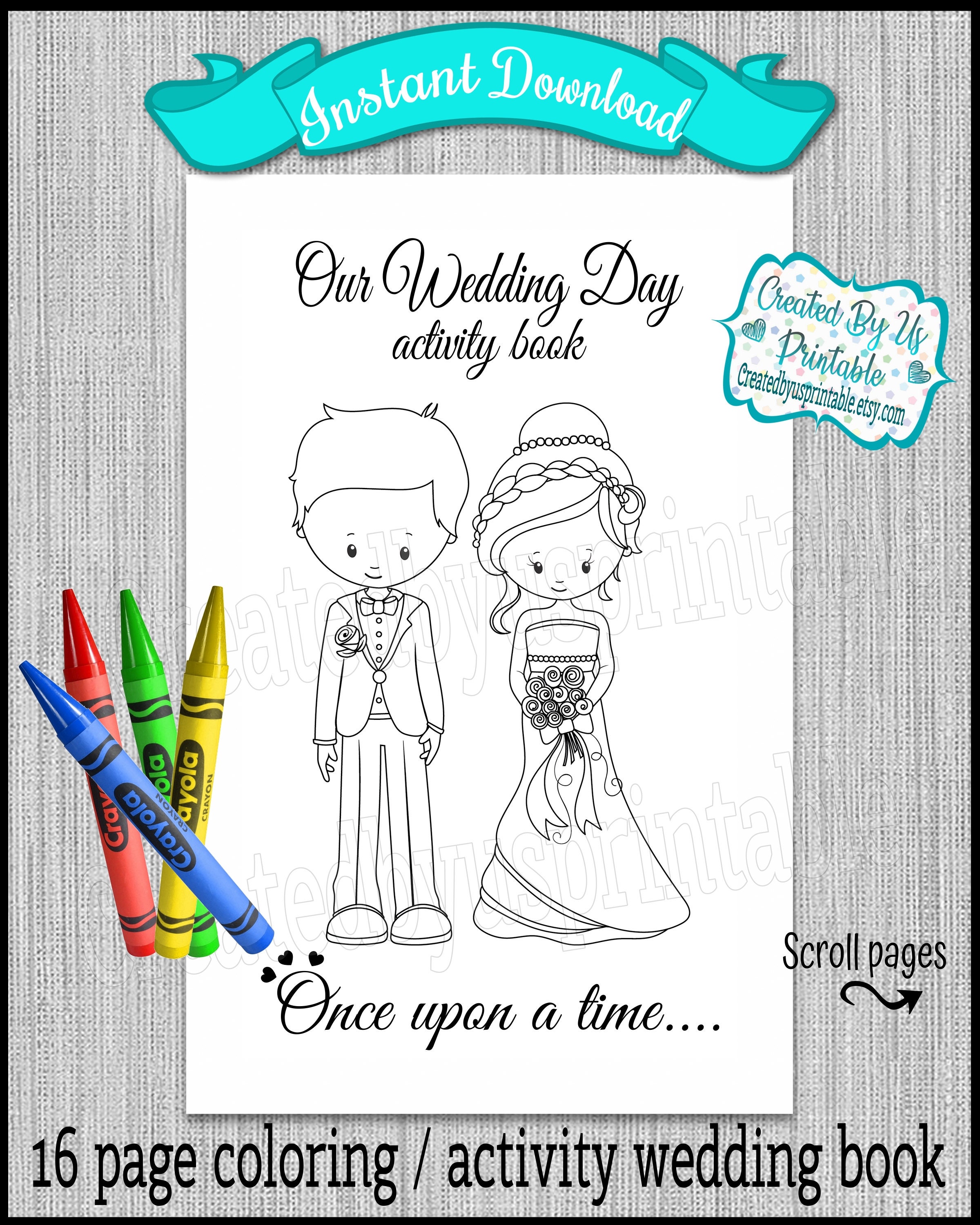 Download Instant Download Wedding Kids Activity Book 16 Page Coloring Etsy