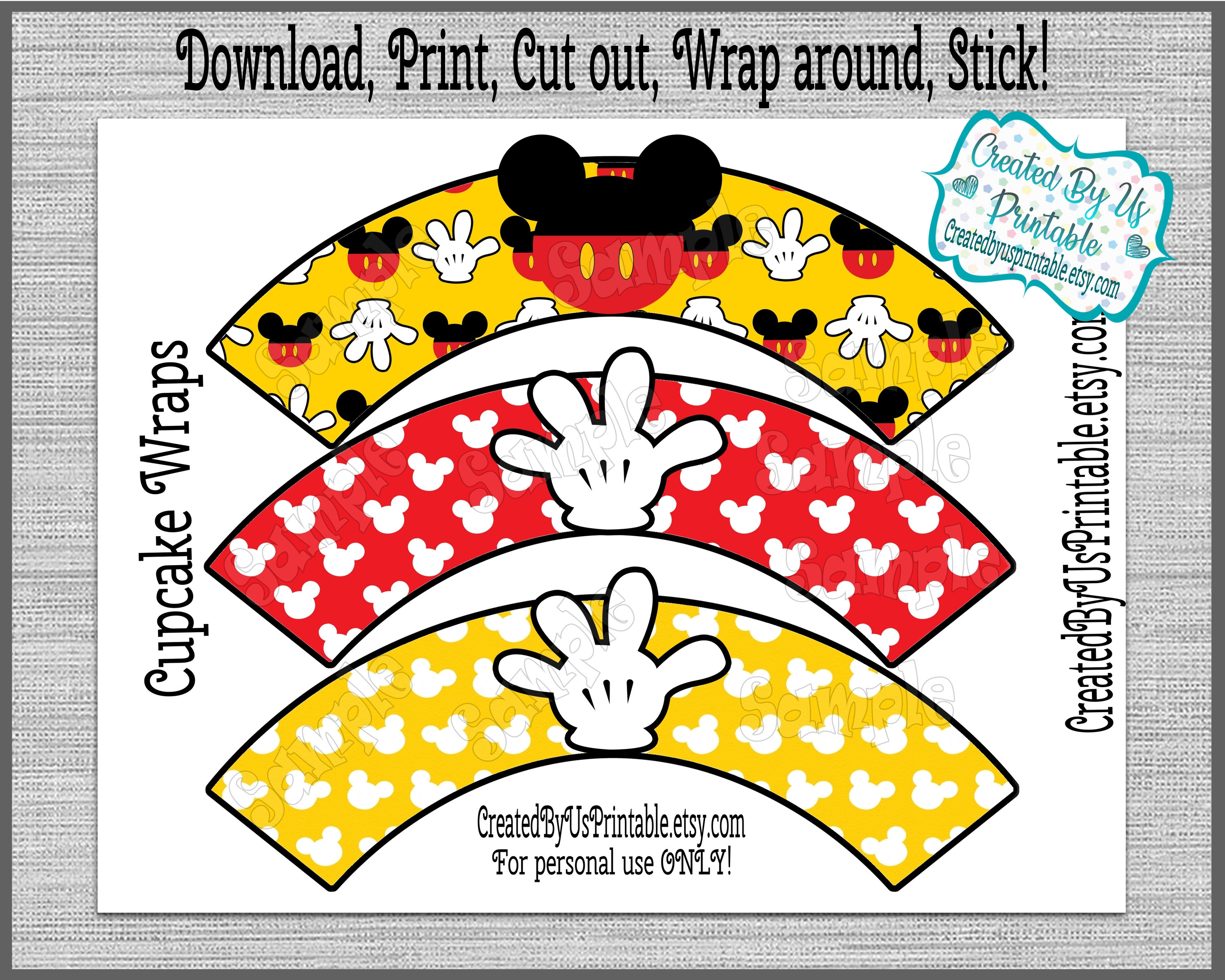 INSTANT DOWNLOAD Mickey Mouse cupcake wrapper Mickey Baby | Etsy