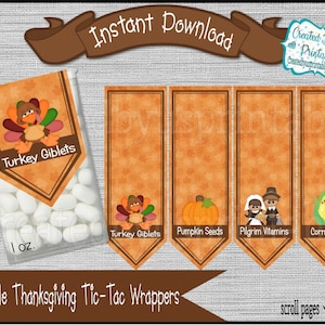Thanksgiving mint labels Thanksgiving mint candy wrappers Fall party favors Thanksgiving favors treats Digital Download Instant Download DIY