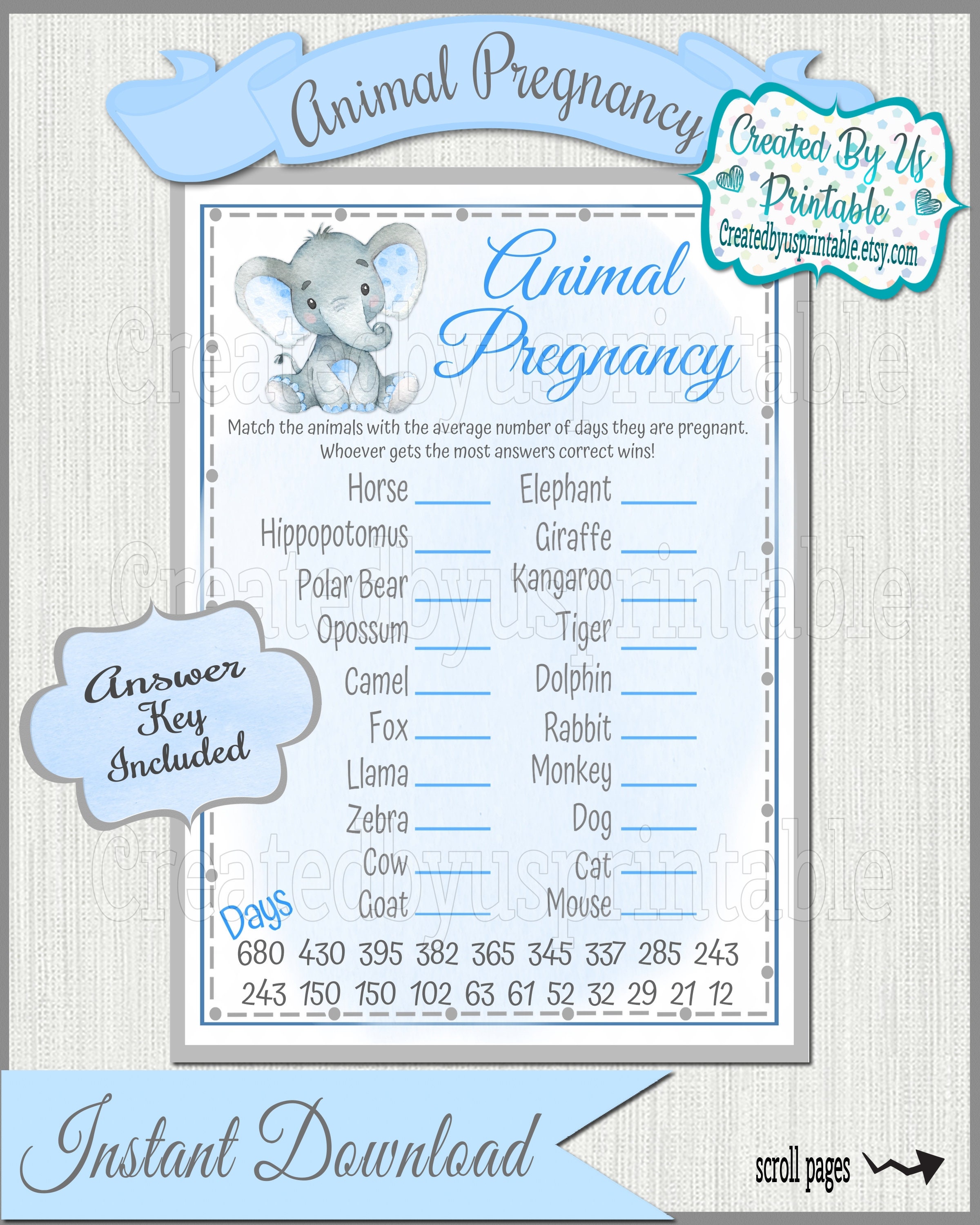 Elephant Baby Shower Games Printable Game Bundle Package Baby | Etsy