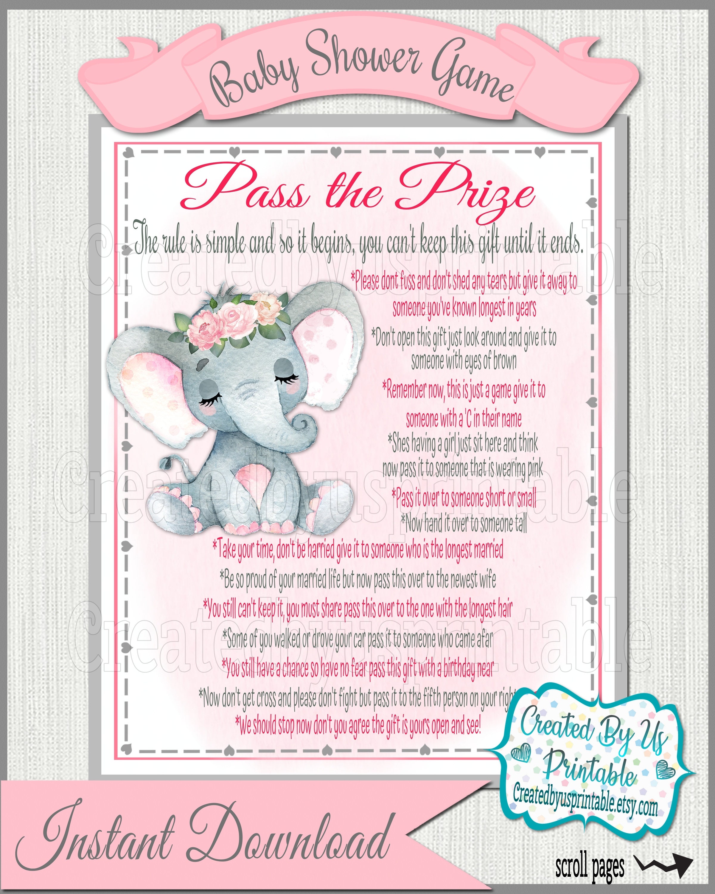 Elephant Baby Shower Game Printable Game Bundle Package Baby | Etsy