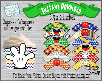DOWNLOAD ISTANTANEO Mickey Mouse cupcake wrapper Mickey Baby shower Clubhouse Birthday party decoration Printable cupcake wrap Digital Download