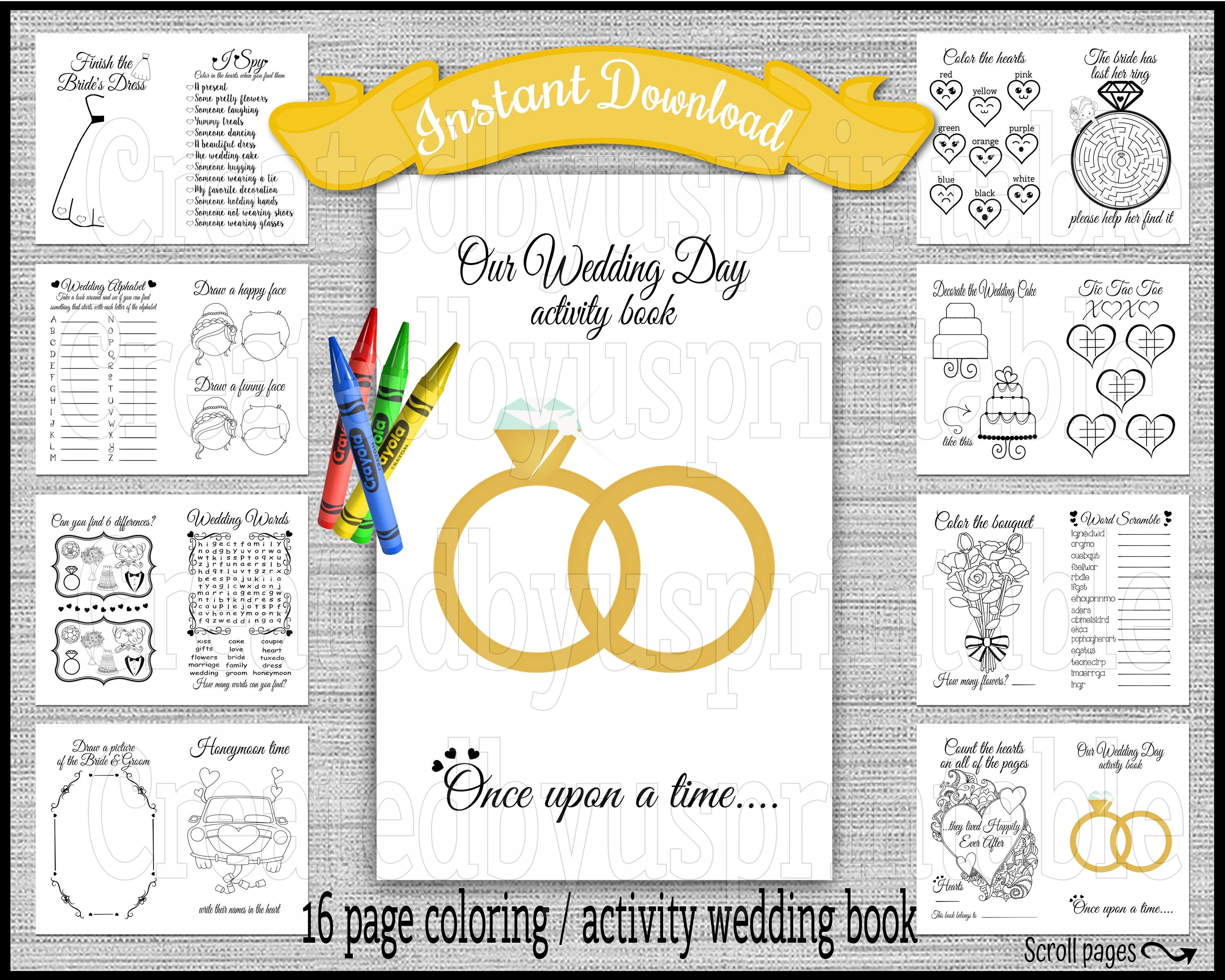 Download Instant Download Wedding Coloring Book Children S Activity Etsy