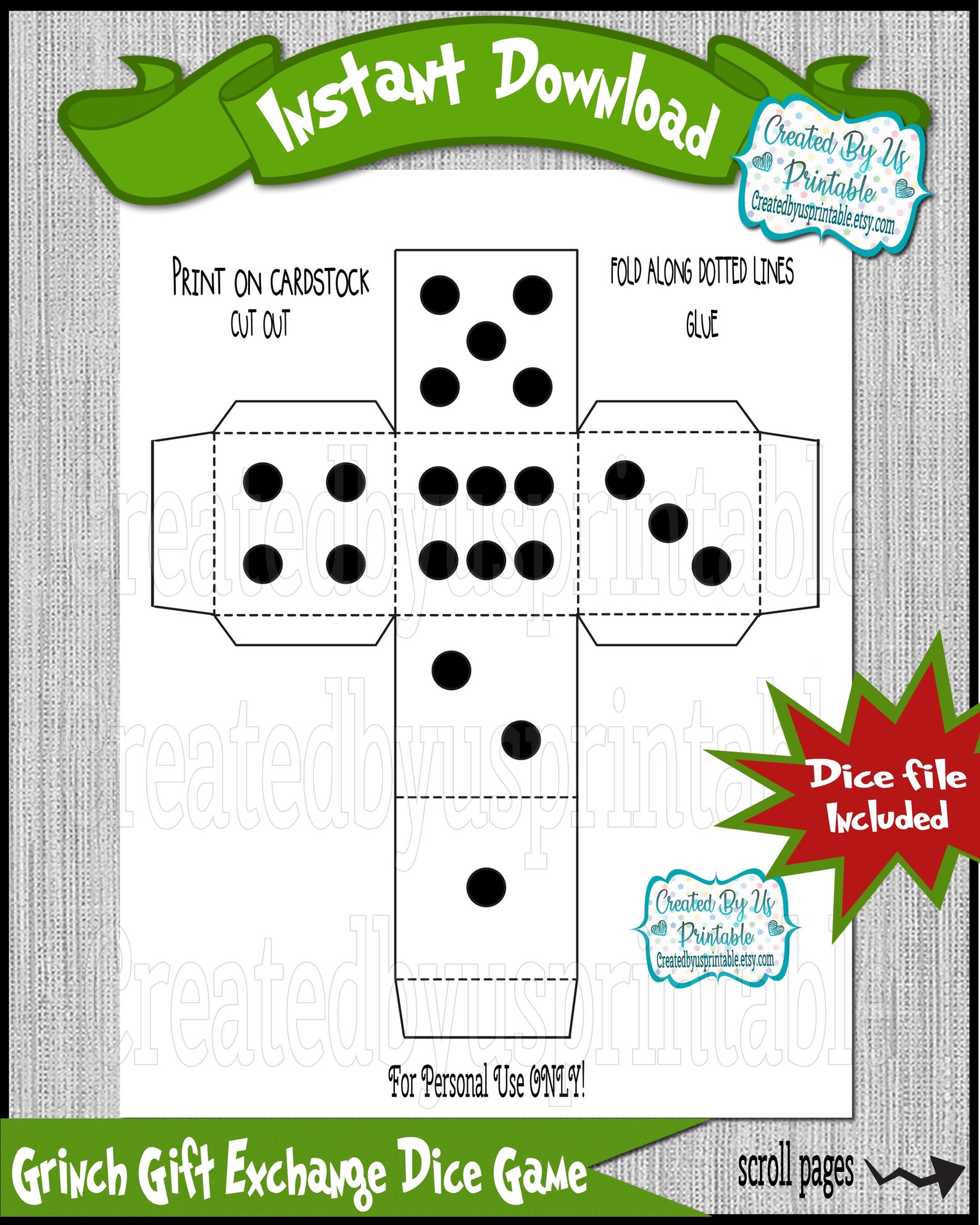 Grinch Christmas Gift Exchange Dice Game Christmas Party Games | Etsy