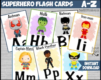Tarjetas de memoria imprimibles del alfabeto de superhéroes Juego de memoria de superhéroes ABC Educación en casa Preescolar Jardín de infantes Actividad del alfabeto Bricolaje DESCARGA INSTANTÁNEA