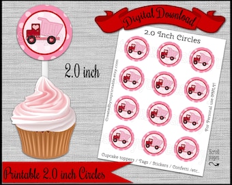 Construction cupcake toppers Girl Dump Truck Party 2.0 inch cupcake picks Under Construction Baby shower Digital printable INSTANT DOWNLOAD