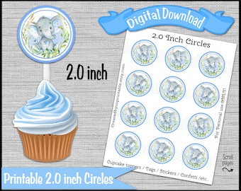 Printable Elephant Cupcake Toppers - Etsy