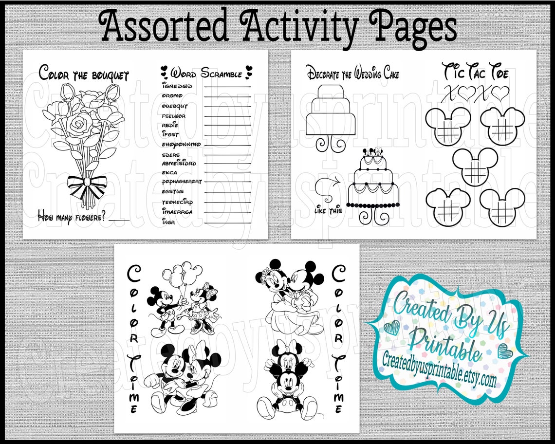 Mickey and Minnie Wedding Coloring Book Children's - Etsy