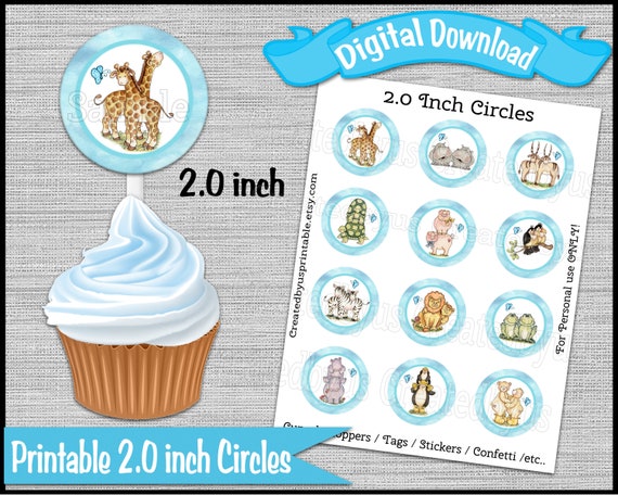 Noah S Ark Cupcake Toppers Tags Boy Twins Baby Shower Etsy