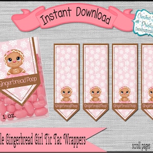 Girl Gingerbread Poop mint labels Christmas candy gifts party favor Christmas favors mint candy wrappers Digital Download Instant Download