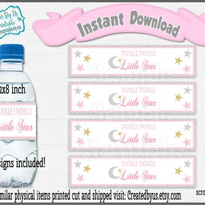 INSTANT DOWNLOAD Twinkle Little Star water bottle labels  Baby Shower Decorations Printable waterbottle wrap favors Digital Download Diy