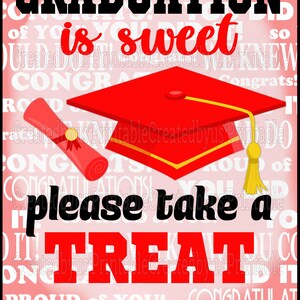 Class of 2025 Graduation Sign Candy Bar Sign Graduation is sweet table sign Graduation Party Decorations treat signs Red Black PRINTABLE