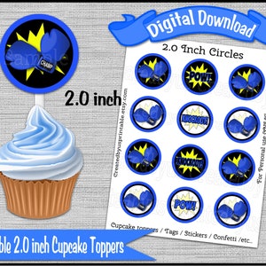 Boxing Birthday Party Boxing glove cupcake toppers 2 inch cupcake pick Sports Baby shower cake topper Digital Diy printable INSTANT DOWNLOAD