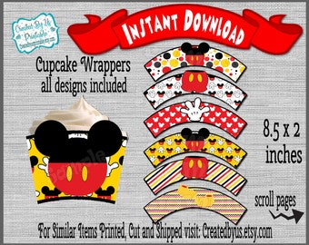 Pirottini per cupcake di Topolino: decorazioni per feste di compleanno (download digitale)