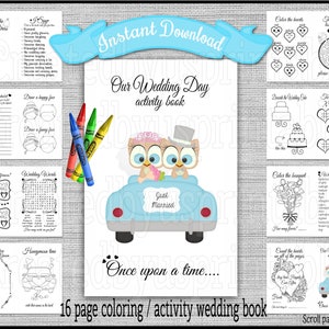 INSTANT DOWNLOAD Wedding Coloring Book Children&#39;s Activity Book 16 Pages Wedding Table Activities Kids Reception Favors Digital and Print
