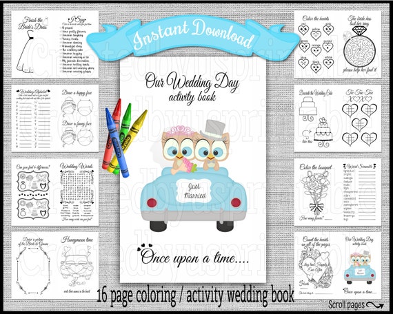 INSTANT DOWNLOAD Wedding Coloring Book Children's Activity | Etsy
