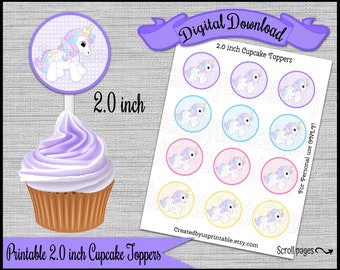 Unicorn verjaardagsfeestje Unicorn cupcake toppers 2.0 inch cupcake picks Unicorn babyshower Digitale Diy printable INSTANT DOWNLOAD