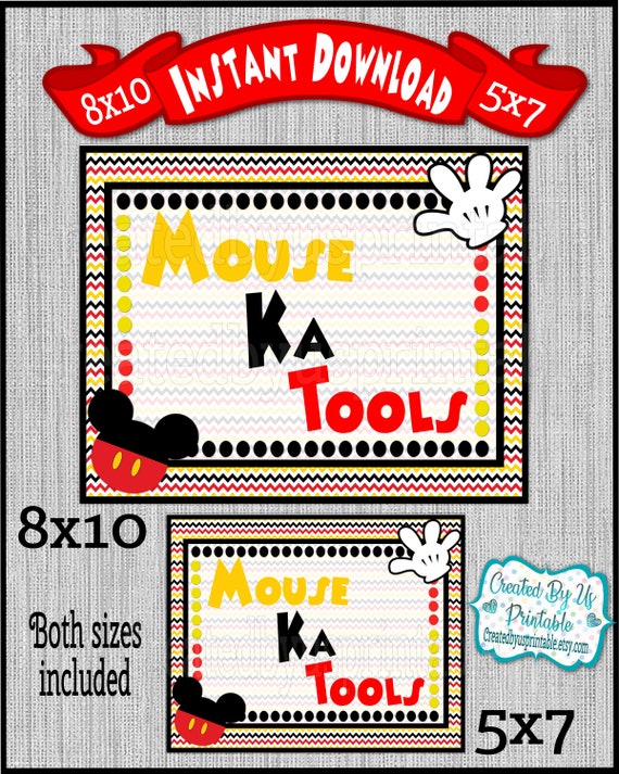 Printable Mickey Mouse 8x10 and 5x7 Mousekatools Sign Mickey | Etsy
