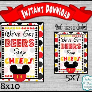 Placa de aniversário do Mickey Mouse | Temos cervejas, brindem! (Download digital)