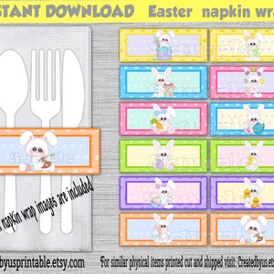 INSTANT DOWNLOAD Easter Napkin wrapper Birthday Decorations Easter Baby shower napkin band Paper napkin ring holder Digital Download Diy