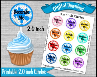 Art Party Cupcake Toppers Paint Splatter Cupcake Toppers Tags Paint Birthday Dekorieren Sie mich Party Picks Digital Diy druckbar INSTANT DOWNLOAD