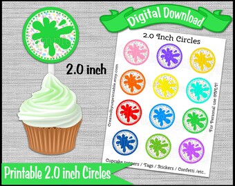 Art Party Cupcake Toppers Paint Splatter Cupcake Toppers Tags Paint Birthday Paint Splat Party Picks Digital Diy druckbar INSTANT DOWNLOAD
