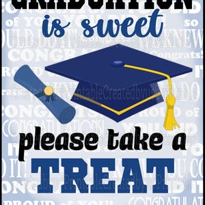 Class of 2025 Graduation Signs Candy Bar Signs Graduation is sweet table sign Graduation Party Decorations traktatieborden Blauw zwart AFDRUKBAAR