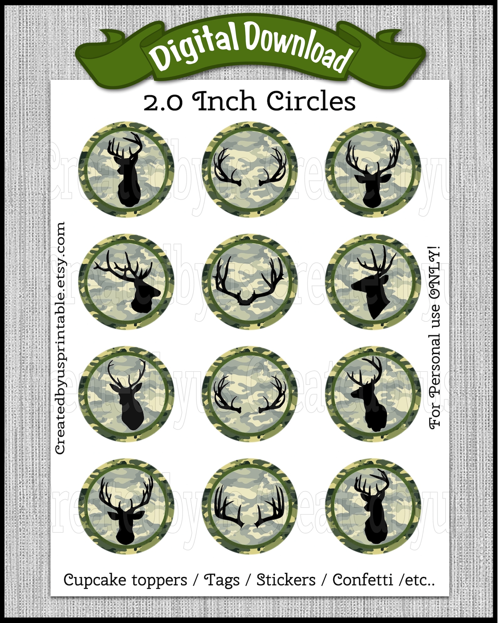 Deer Camouflage Cupcake Toppers Hunter Birthday Party Cup Cake | Etsy