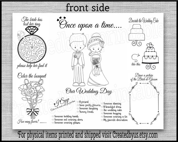 Wedding Kids Coloring Activity Book, Wedding Coloring Book, Reception, PDF  Printable, Instant Download 