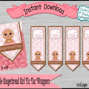Girl Gingerbread Poop mint labels Christmas candy gifts party favor mint candy wrappers Christmas favors Digital Download Instant Download