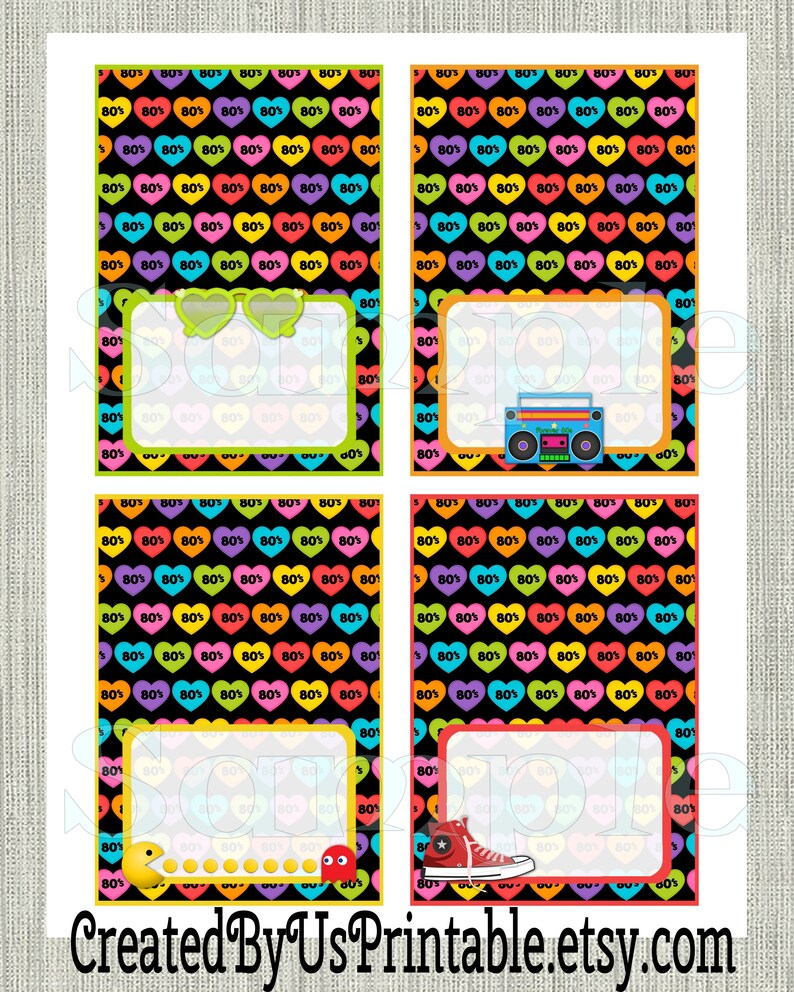 INSTANT DOWNLOAD I Love 80s Birthday Table food Labels EDITABLE 80/'s food tent card Retro place cards Table food cards Digital Download Diy