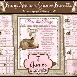 Deer Baby Shower Games Printable Game Bundle package Baby Deer shower Games bundle Oh Deer Girl Baby Shower Games Baby Deer Digital Download