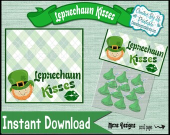 Leprechaun besa bolsa toppers Leprechaun Treat bolsa toppers Imprimibles St. Patricks toppers El día de San Patricio favorece la descarga instantánea digital