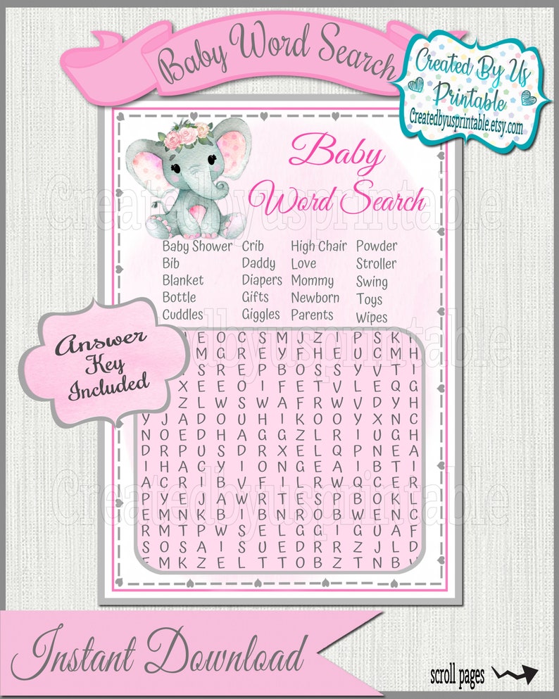 Elephant Baby Shower Games Printable Game Bundle Package Baby - Etsy Canada