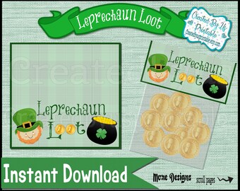 Leprechaun Loot bag toppers Leprechaun Gold Treat bag toppers St Patricks day favorece Printable St. Patricks toppers Digital Instant Download