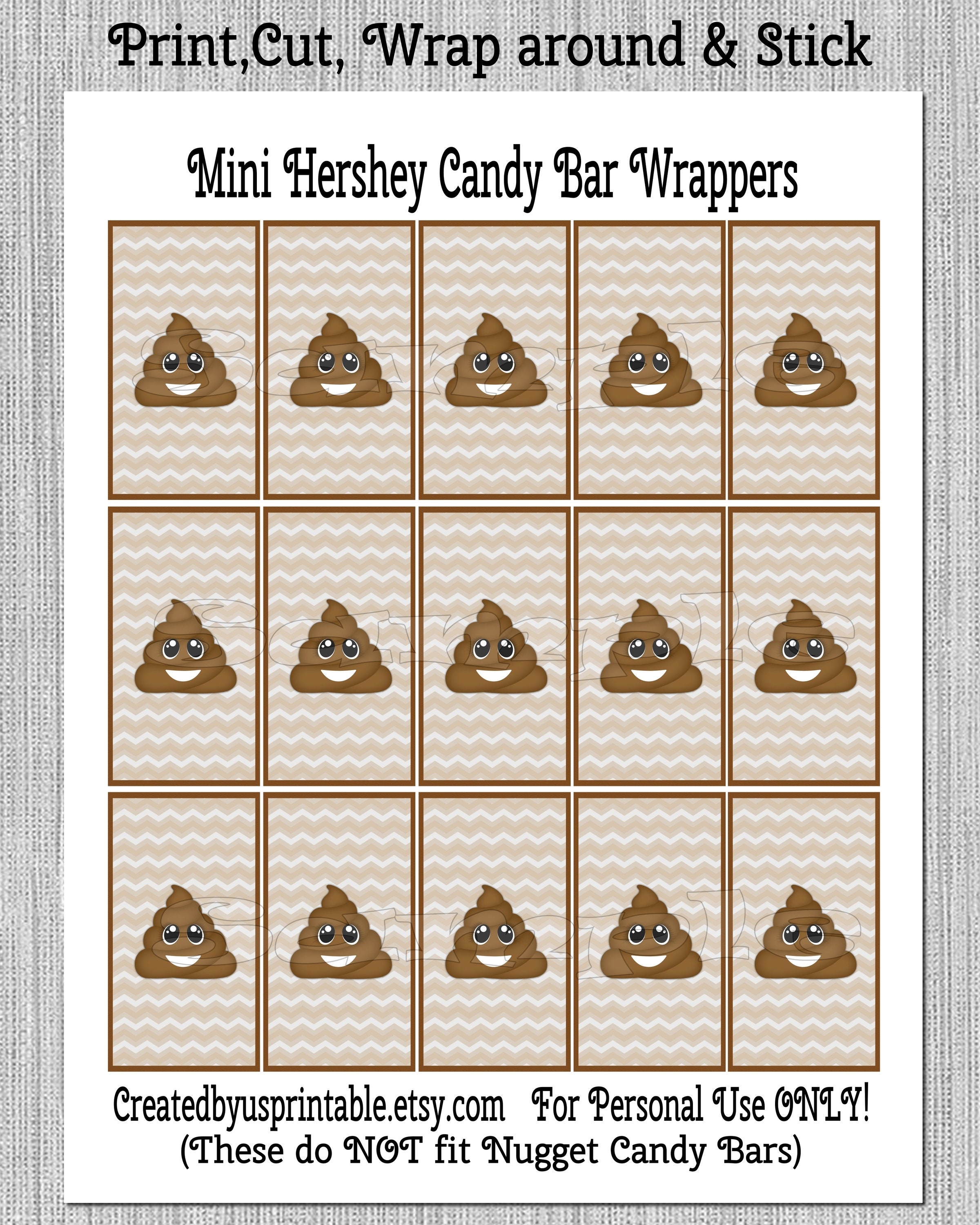 Poopy Censor Bar INSTANT DOWNLOAD Poop Candy Bar Stickers Over the Hill Birthday ...