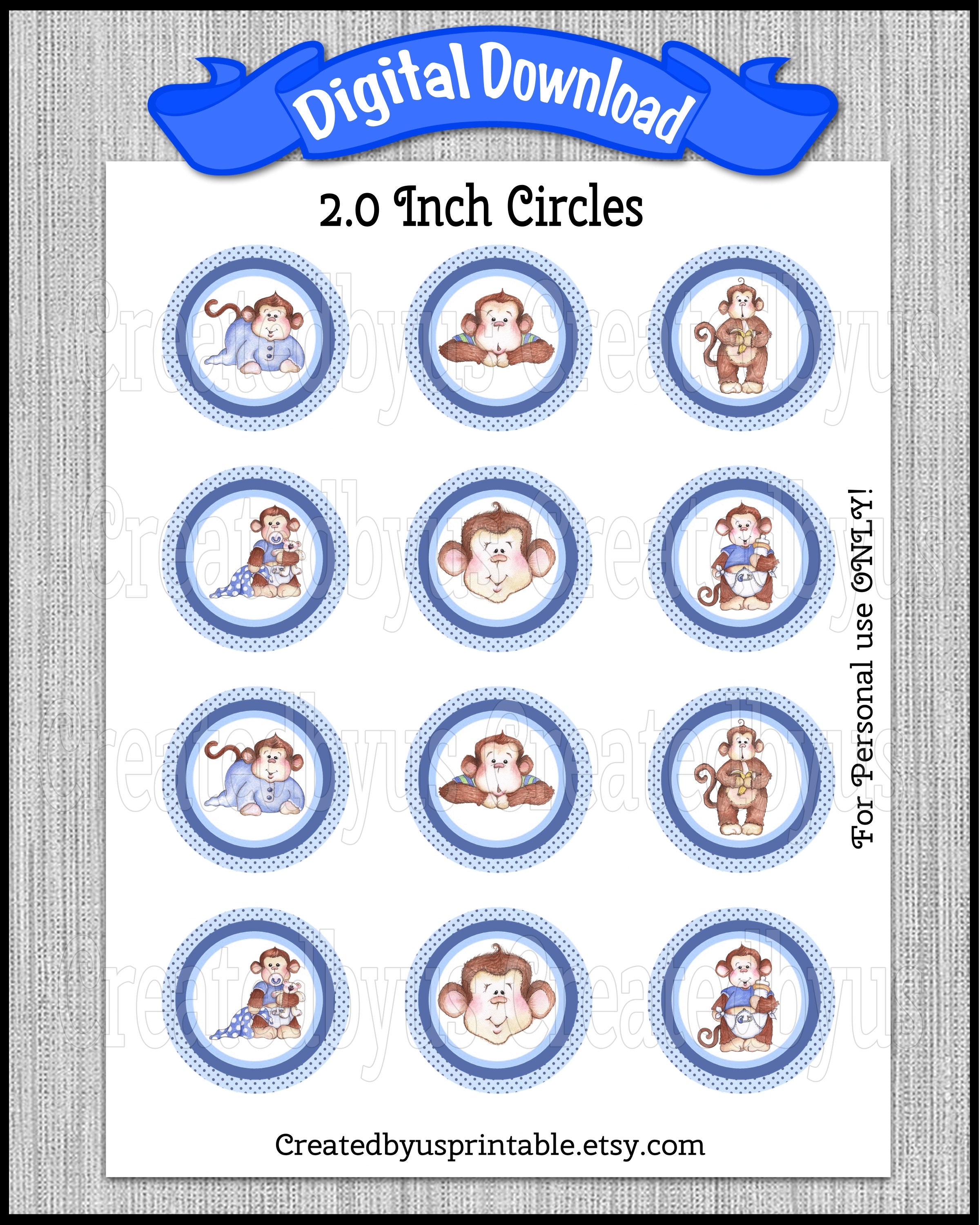 Monkey cupcake toppers Boy monkey birthday party 2.0 inch | Etsy