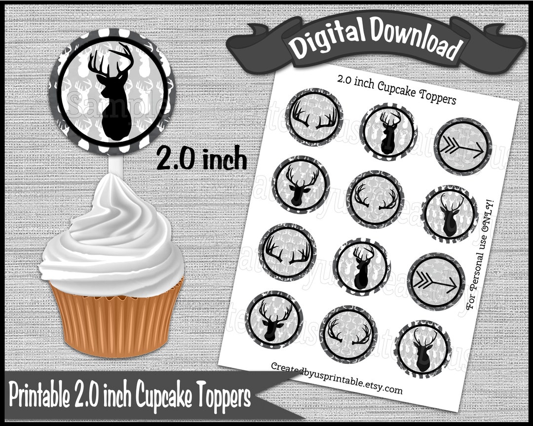 Deer Cupcake Toppers Hunter Birthday Party Cup Cake Picks 2.0 - Etsy