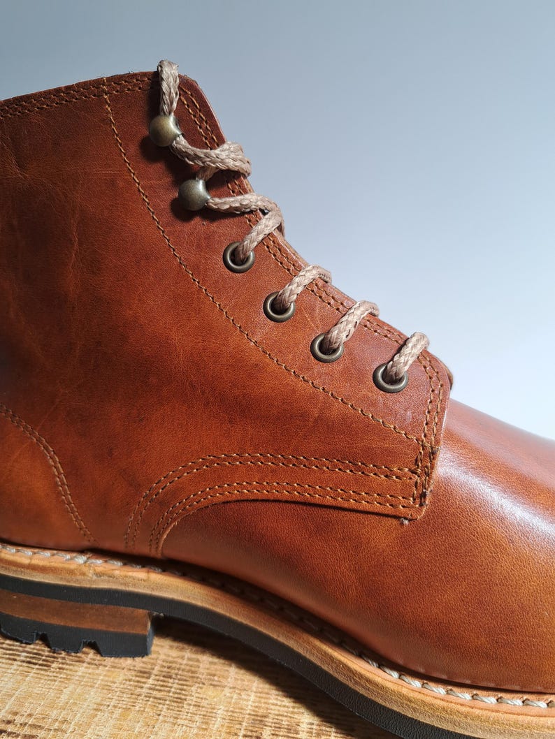 leather boots for men goodyear welted construction military stile sole, laces boots biker boots