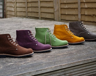 Handmade Eco Friendly Lace up Ankle Burel Boots, Goodyear Welted Boots, Lace up Ankle Boots, Vintage Style Boots, Men Lace-up Dress Boots