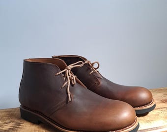 Handgemachte Chukka Desert Schnürstiefel aus Vollrindleder, umweltfreundlich, Braune Goodyear Welted Stiefel, Herren Chukka Stiefel, Damen Chukka Flachstiefel