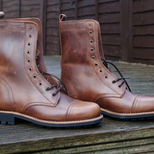 Handmade Leather American Worker Ranger Boots Military Combat