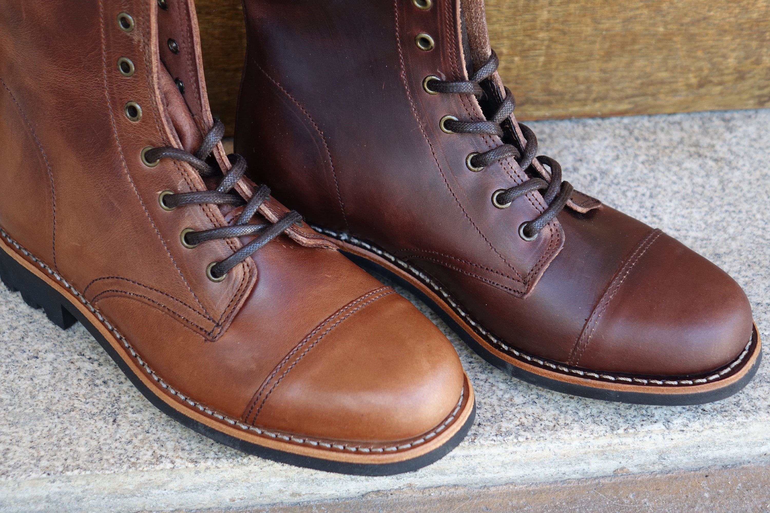Americak Ranger Style Goodyear Welted Leather Boots Women Ranger Boots (Saddle Tan) Goodyear Welted – Craft & Glory main image 3